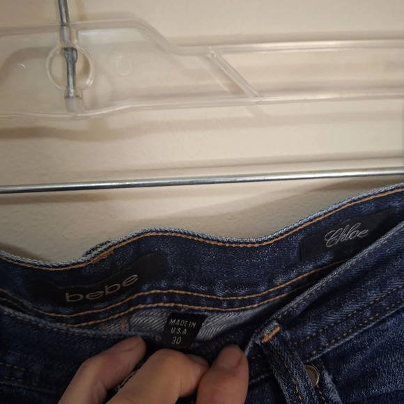 bebe vintage Chloe distressed raw hem bermuda jean shorts SZ 30 - Picture 2 of 8